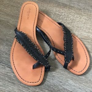 Coach black feather sandals